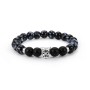 Bracelet en Obsidienne Flocon de Neige et Onyx Mat avec Tête de Léopard en Acier | Boutique de Lithothérapie