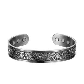 Bracelet Magnétique Cuivre Feuille Gris
