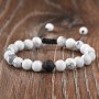 Bracelet Howlite Pierre De Lave Ajustable