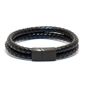 Bracciale in pelle magnetica in doppia pelle da uomo