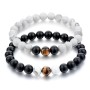 Bracelet Duo Howlite Onyx Œil De Tigre lithothérapie Couple