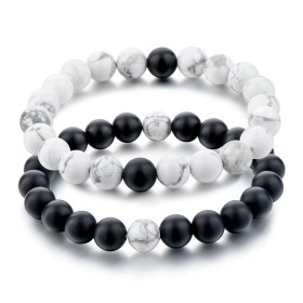Duo Howlite Onyx braccialetto di litoterapia da 8 mm