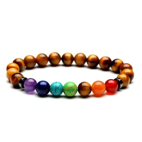 Bracelet 7 Chakras Œil De Tigre Brillant Lithothérapie