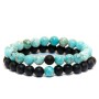 Bracelet Duo Pierre Naturelle onyx mat howlite Turquoise Lithothérapie