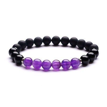 Bracelet Améthyste Onyx Noir lithothérapie