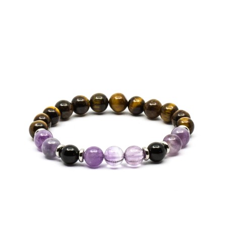 Bracelet Améthyste Œil De Tigre Onyx Noire