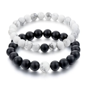 Bracelet Duo Howlite Onyx 8 mm