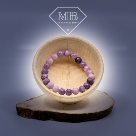 Braccialetto Con Pietre Naturali Curative Da 8 Mm - Ossidiana Fiocco Di Neve - Elastico, Regolabile (16,5-20,5 Cm) - Confezione Regalo E Sacchetto Di Velluto