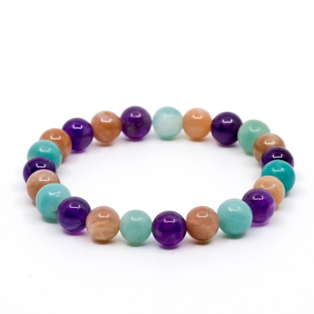 l'améthyste, la pierre de soleil et l'amazonite